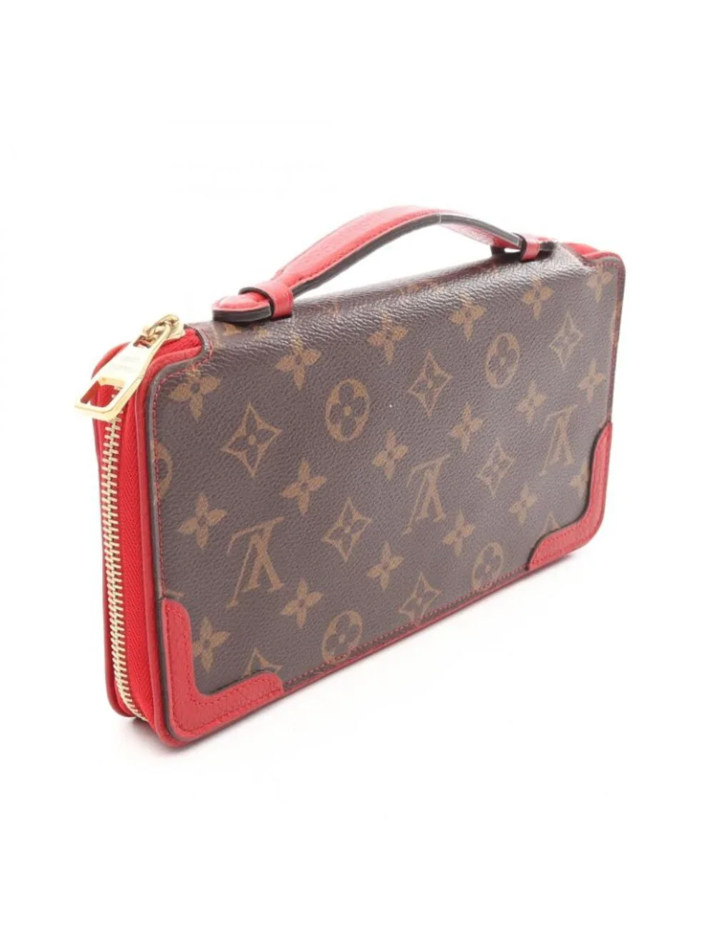 Louis Vuitton Viton Round Wallet Daily Organizer Cerise Leather Canvas